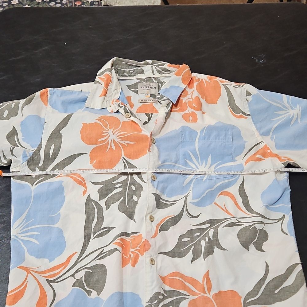 Quiksilver Waterman Regular Fit Short Sleeve Button Up Floral Tropical Shirt L - Picture 7 of 8